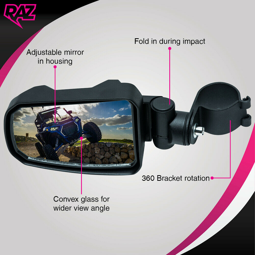 Set Mirrors Side And Rear View For Polaris RZR Ranger Can Am Maverick X3 1.75"