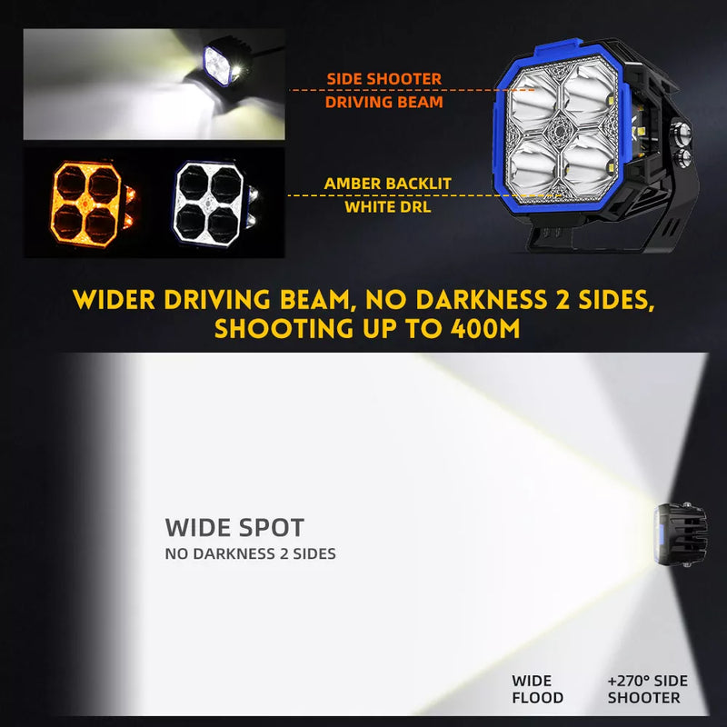 60W LED Cube With POD Side Shooter Clear Amber Plates Changer For Jeep SXS UTV