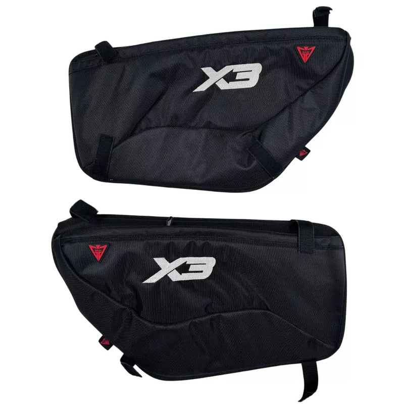 Can am Maverick X3 Side Doors Bags & Seat Bag Black with X3 Glow Logo 3 pcs