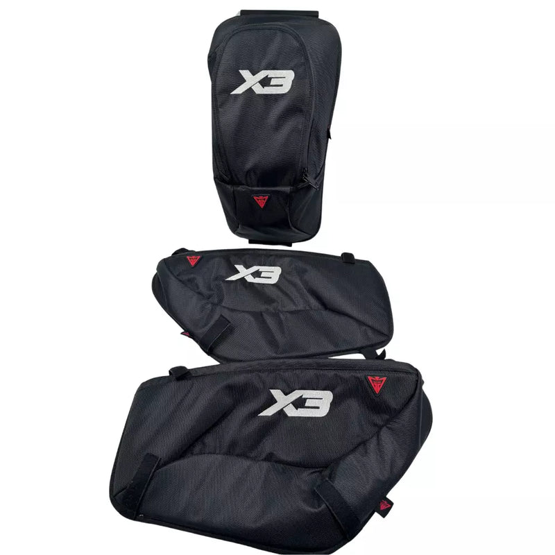 Can am Maverick X3 Side Doors Bags & Seat Bag Black with X3 Glow Logo 3 pcs