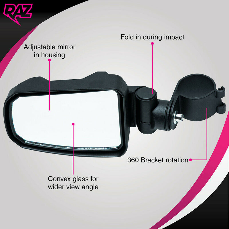 Side Mirrors Fits Polaris RZR Can am Maverick X3 Kawasaki Teryx UTV Mirror Pair